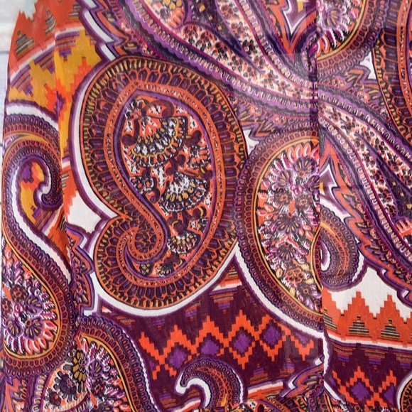 ⭐️ Cabi Kimono Jacket M Purple Orange Paisley Swim Cover Up Tie Front #84 B1 - Picture 8 of 9
